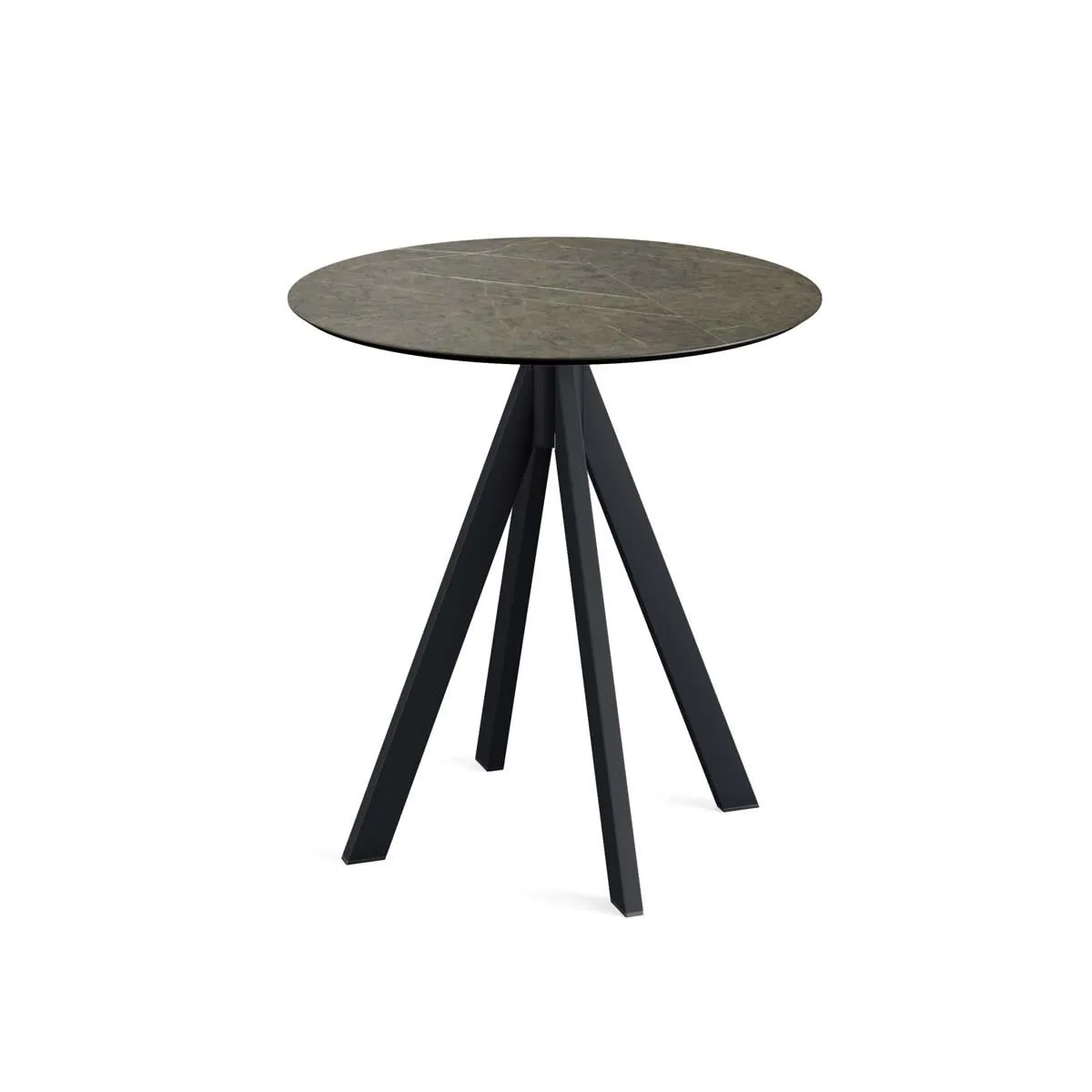Feros Tavolo da esterno Infinity con struttura nera + HPL rotondo; 73.2x70 cm (HxØ); marrone; rotonda - immagine 1