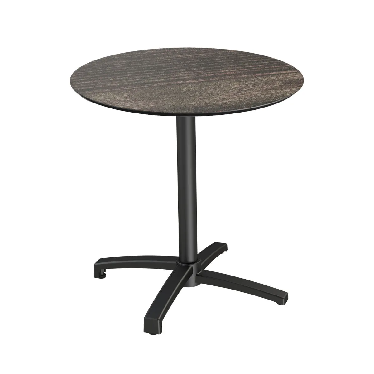 Feros Tavolo da esterno X Cross con struttura nera + HPL rotondo; 74 cm (H); marrone scuro; rotonda - immagine 1