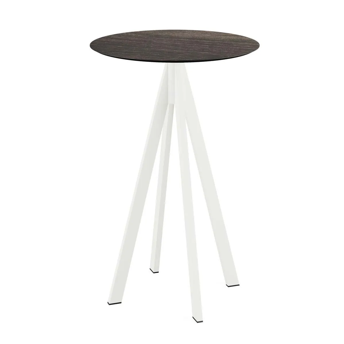 Feros Tavolo alto Infinity con struttura bianca + HPL rotondo; 109.2x70 cm (HxØ); marrone scuro; rotonda - immagine 1