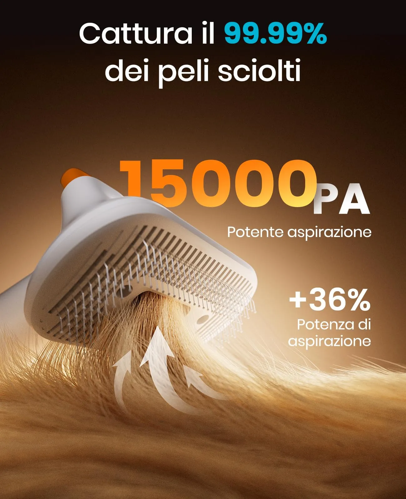 oneisall Tosatrice per cani con aspirapolvere, super potenza di aspirazione con 15000 Pa, aspira il 99,99% dei peli degli animali, tosatrice silenziosa per cani e gatti, con 3 strumenti per la - immagine 3
