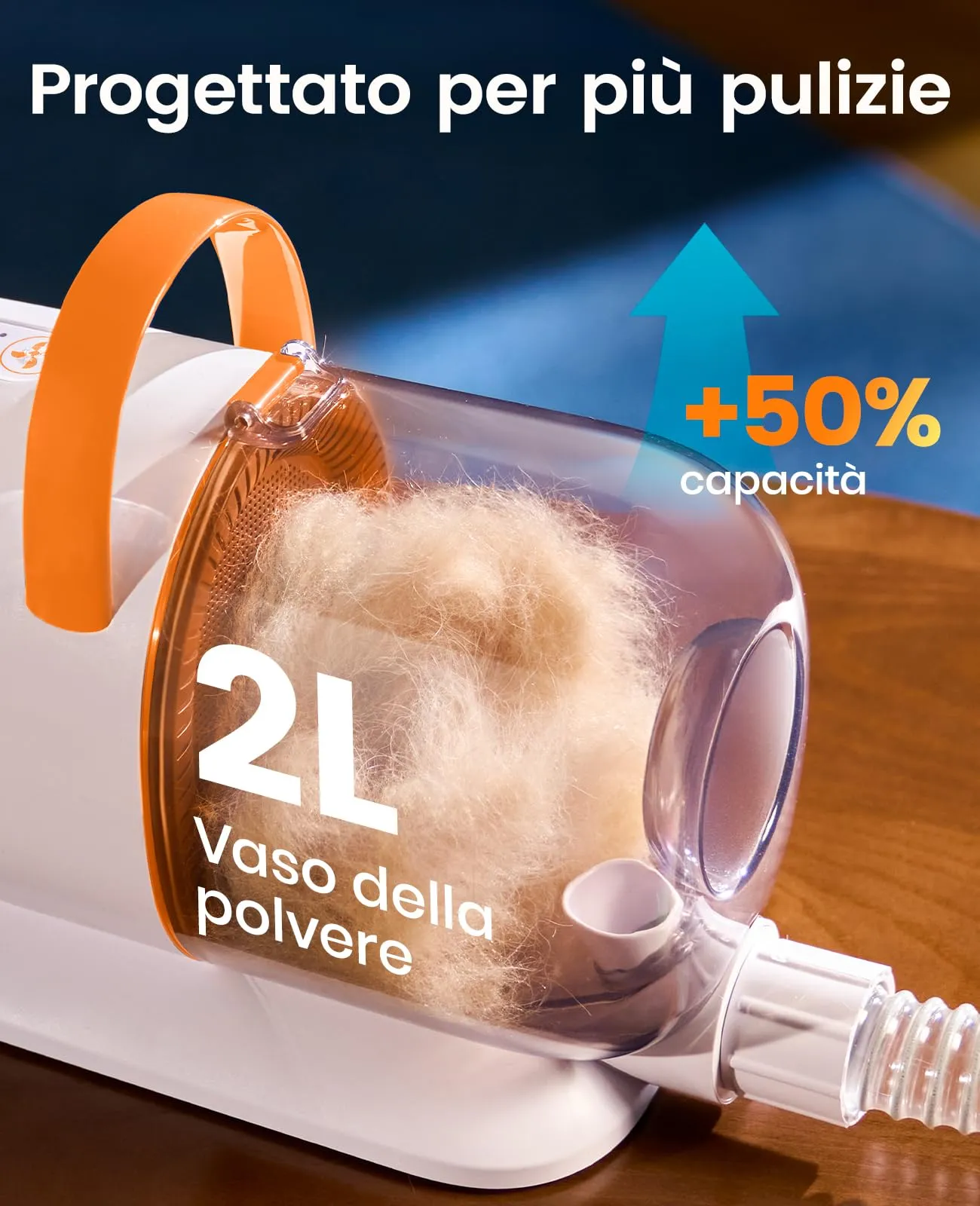 oneisall Tosatrice per cani con aspirapolvere, super potenza di aspirazione con 15000 Pa, aspira il 99,99% dei peli degli animali, tosatrice silenziosa per cani e gatti, con 3 strumenti per la - immagine 8