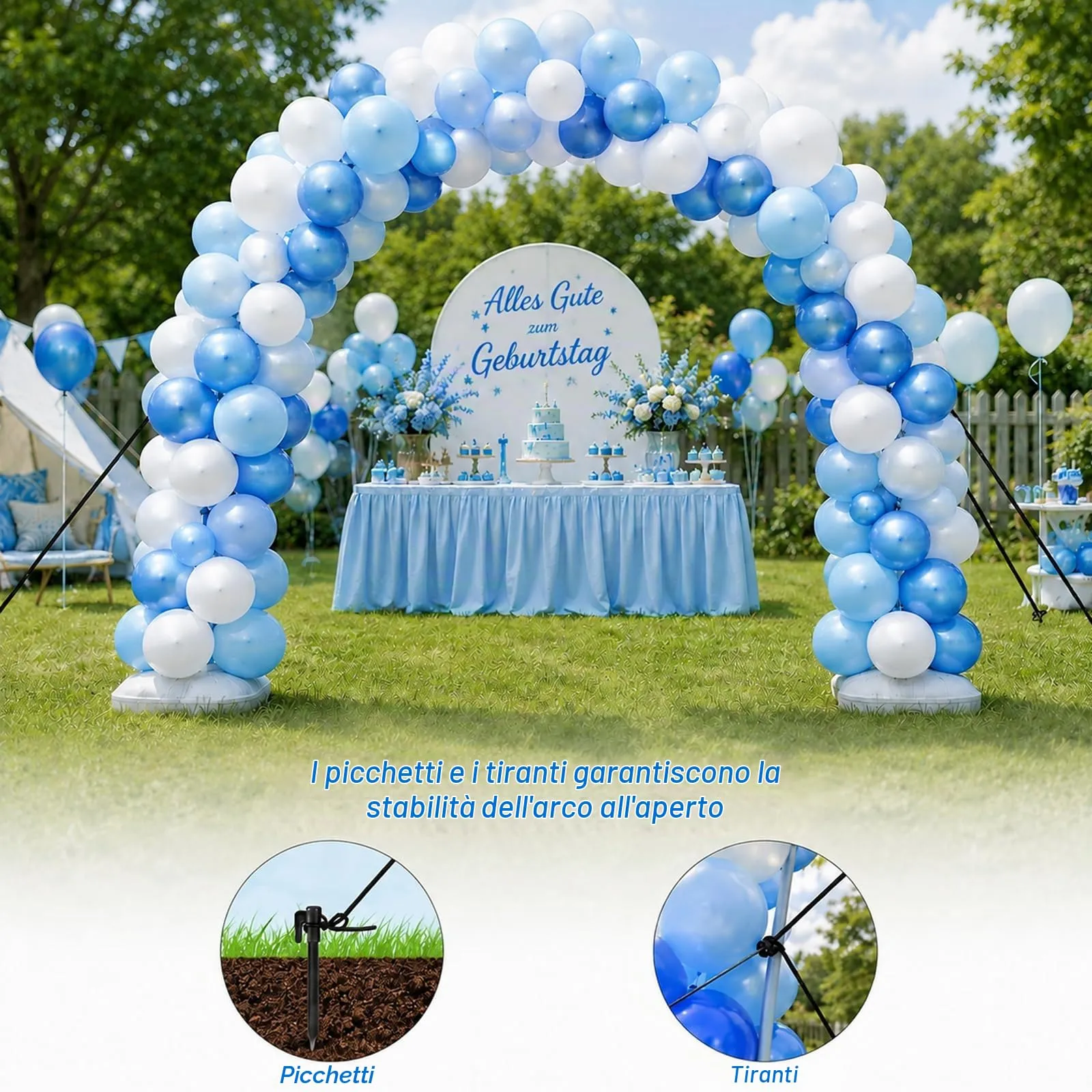 Kit Arco Palloncini PlusFive, Arco Palloncini Regolabile da 2,7 m con Base - immagine 5