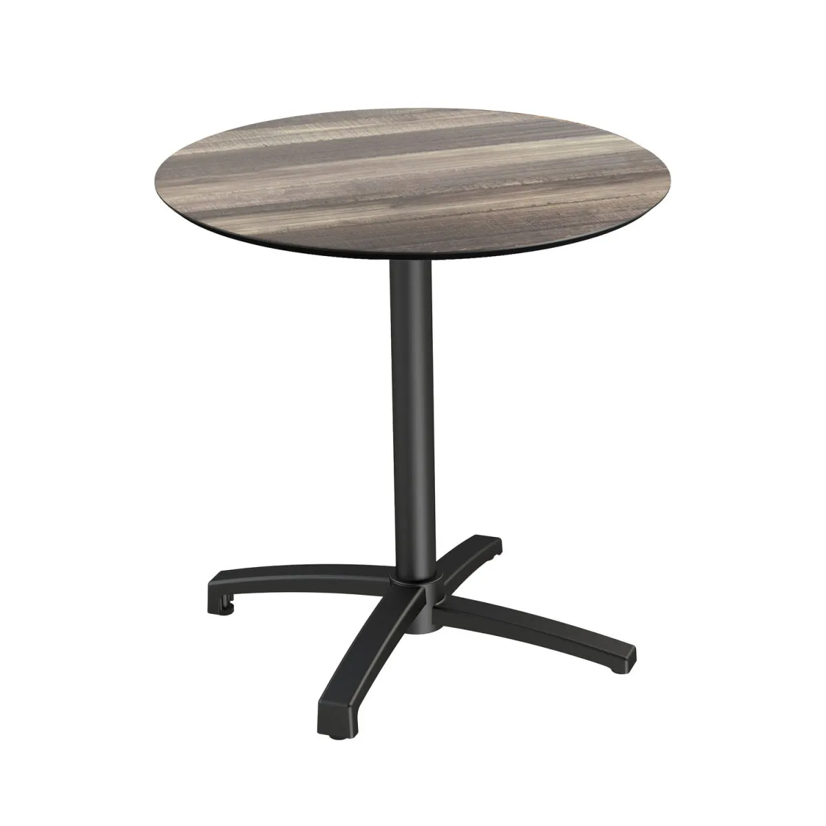 Feros Tavolo da esterno X Cross con struttura nera + HPL rotondo; 74 cm (H); marrone chiaro; rotonda - immagine 1