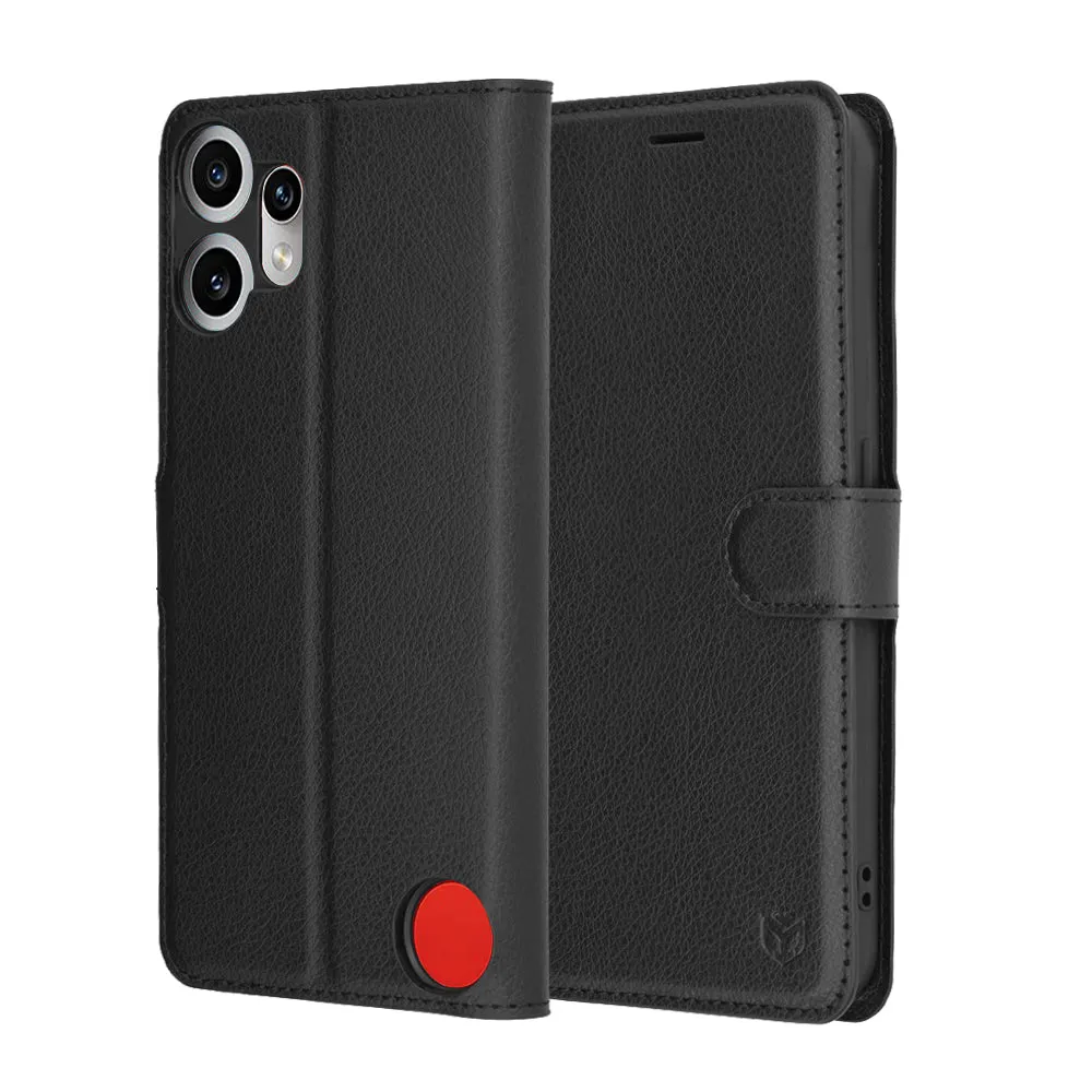 Custodia per Nothing CMF Phone 2 Pro, Techsuit, Leather Folio, Nera - immagine 1