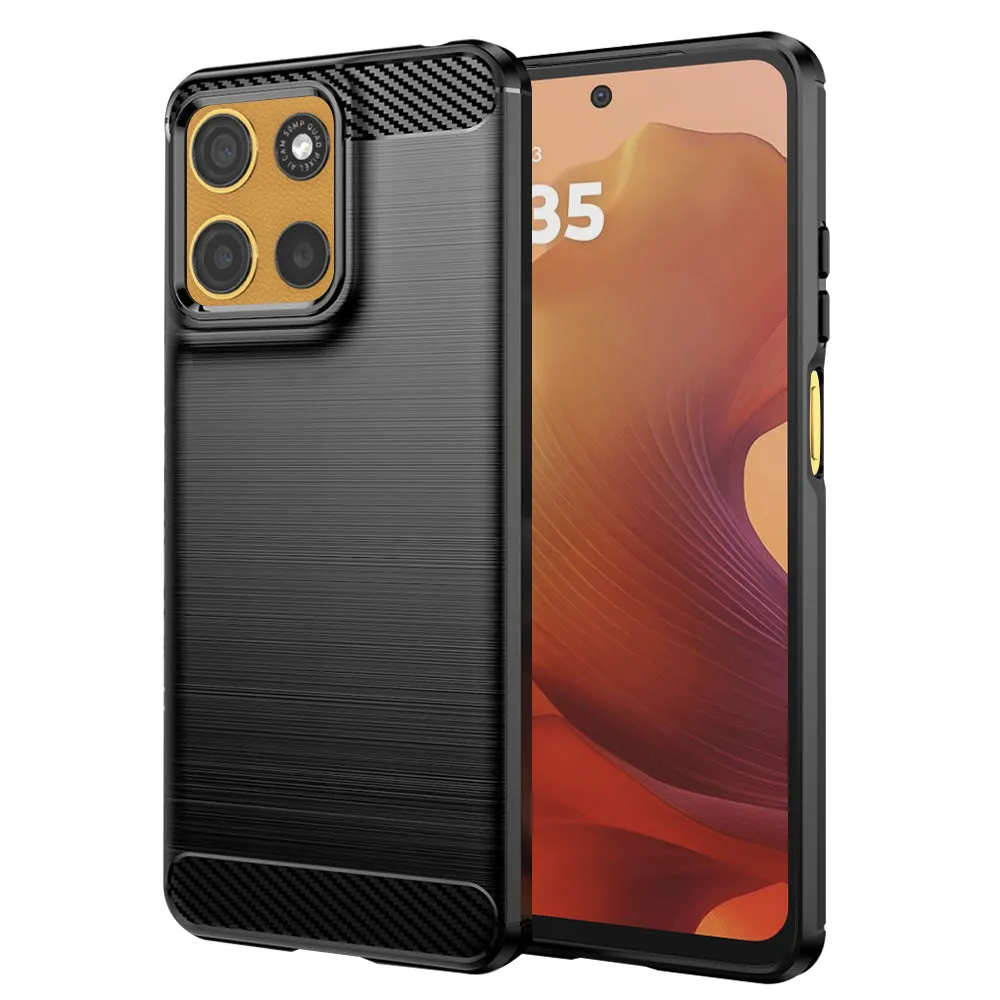 Custodia per Motorola Moto G15 / G15 Power, Techsuit, Carbonio, Nera - immagine 1