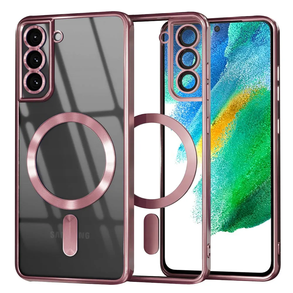 Custodia MagSafe per Samsung Galaxy S21 FE 5G G990, Techsuit, Luxury Crystal, Rosa - immagine 1