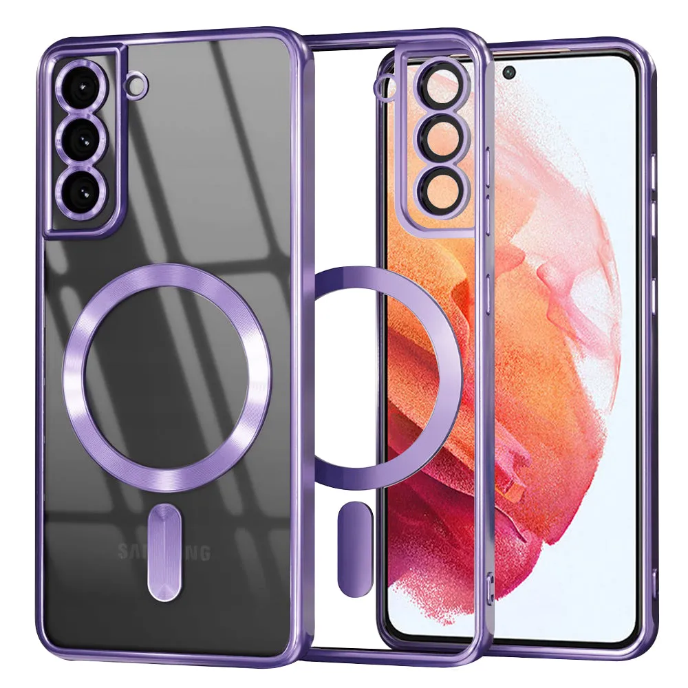 Custodia MagSafe per Samsung Galaxy S21 5G G991, Techsuit, Luxury Crystal, Viola Chiaro - immagine 1