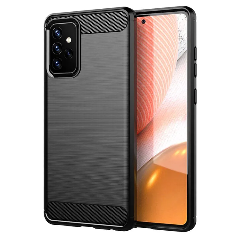 Custodia per Samsung Galaxy A72 A725 / A72 5G A726, Techsuit, Carbonio, Nera - immagine 1