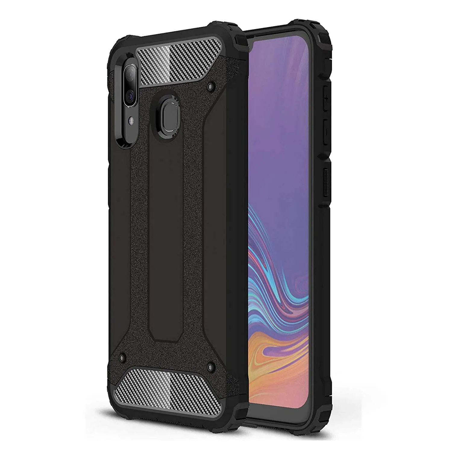 Custodia per Samsung Galaxy A20e A202, Techsuit, Hybrid Armor, Nera - immagine 1