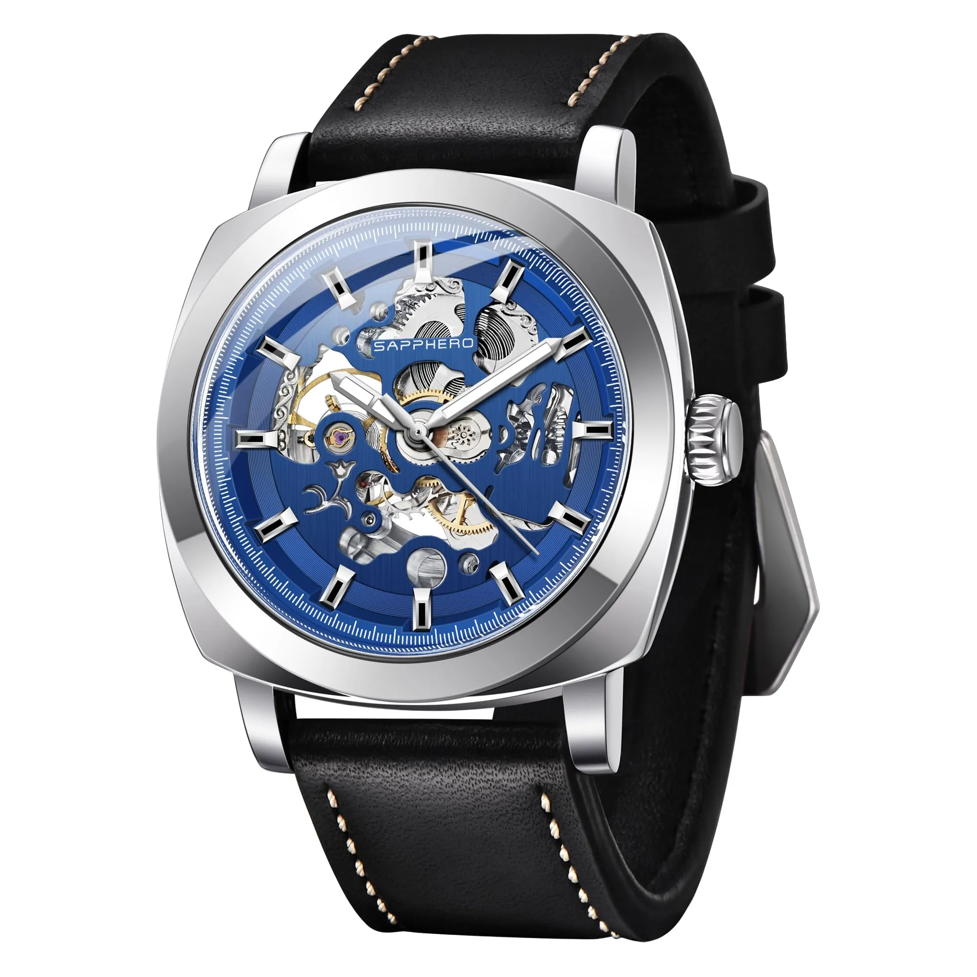 BY BENYAR Orologio Automatico Uomo | Quadrante Scheletrato | Impermeabile 5ATM | Cinturino in Pelle - immagine 1