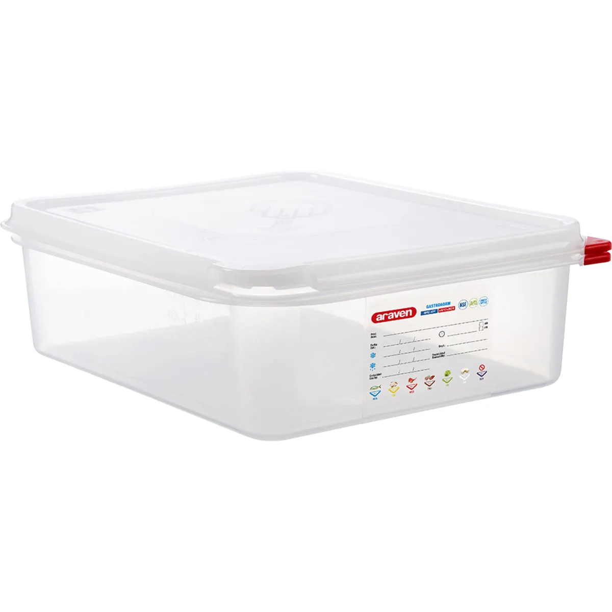 Araven ARAVEN Contenitore gastronorm con coperchio, polipropilene; GN 1/2, 6.5 l, 32.5x26.5x10 cm (LxLxP); trasparente - immagine 1