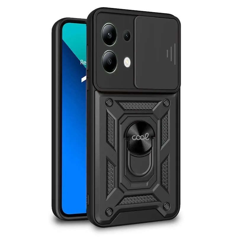 Raffinata custodia rigida nera ad anello per Xiaomi Redmi Note 13 - immagine 1