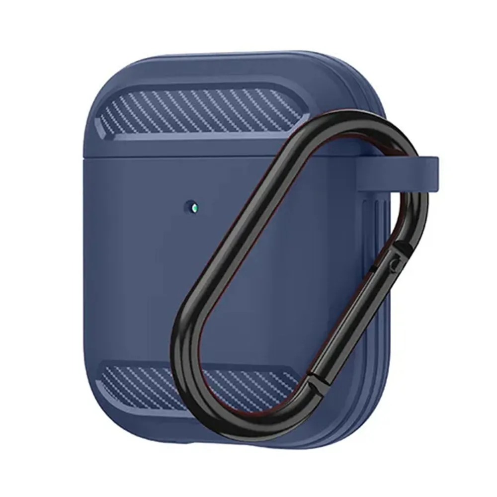 Custodia Techsuit Carbon per Apple AirPods Gen 2 / Gen 1, Blu Navy - immagine 1
