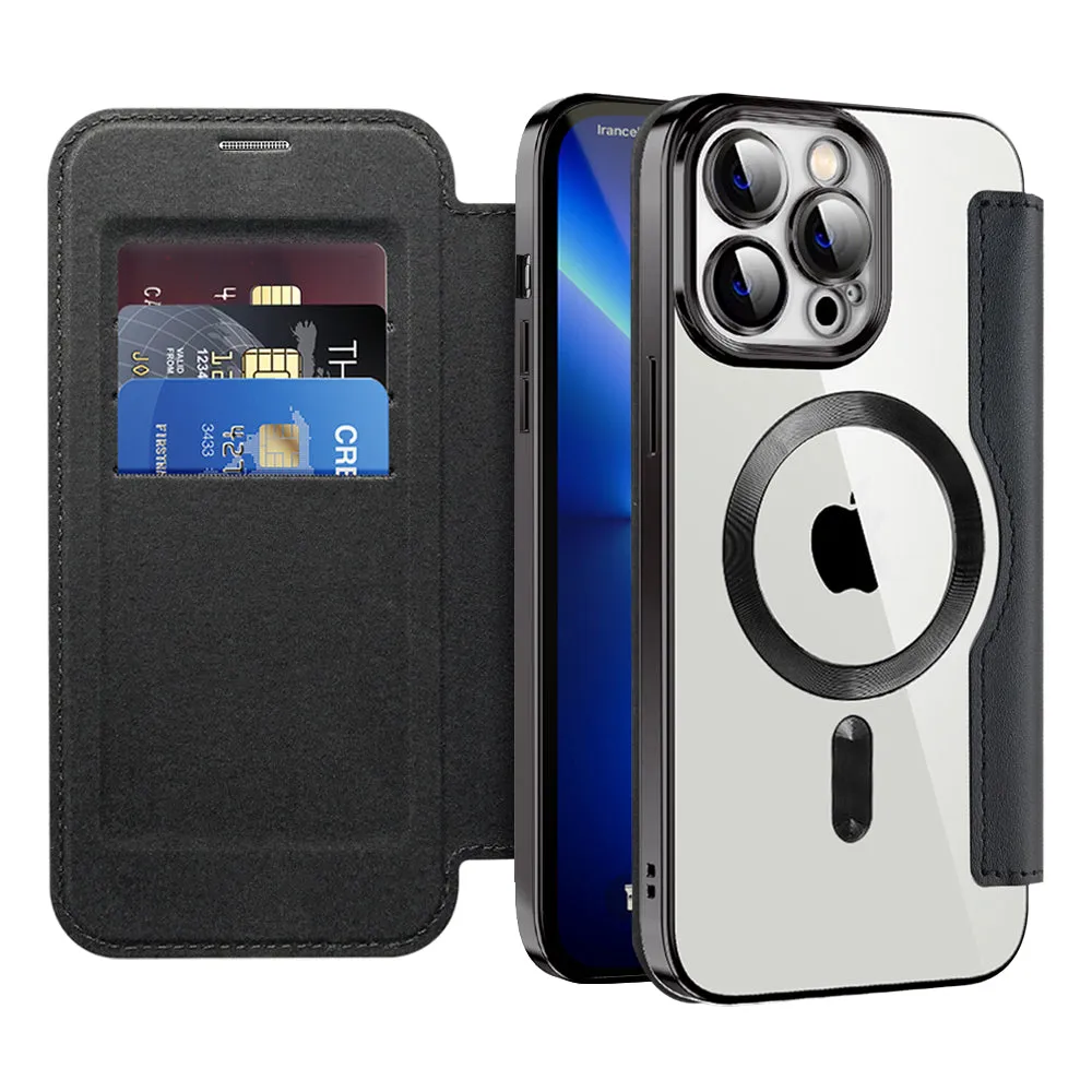 Custodia MagSafe per Apple iPhone 13 Pro Max, Techsuit, SmartMag Book, Nera - immagine 1