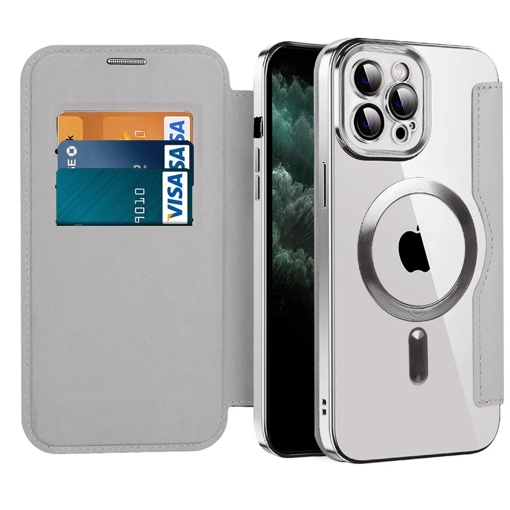 Custodia MagSafe per Apple iPhone 11 Pro Max, Techsuit, SmartMag Book, Grigio - immagine 1