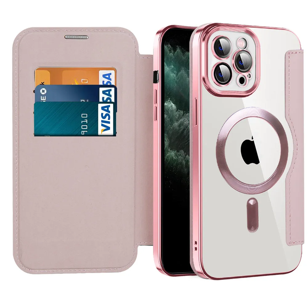 Custodia MagSafe per Apple iPhone 11 Pro Max, Techsuit, SmartMag Book, Rosa - immagine 1