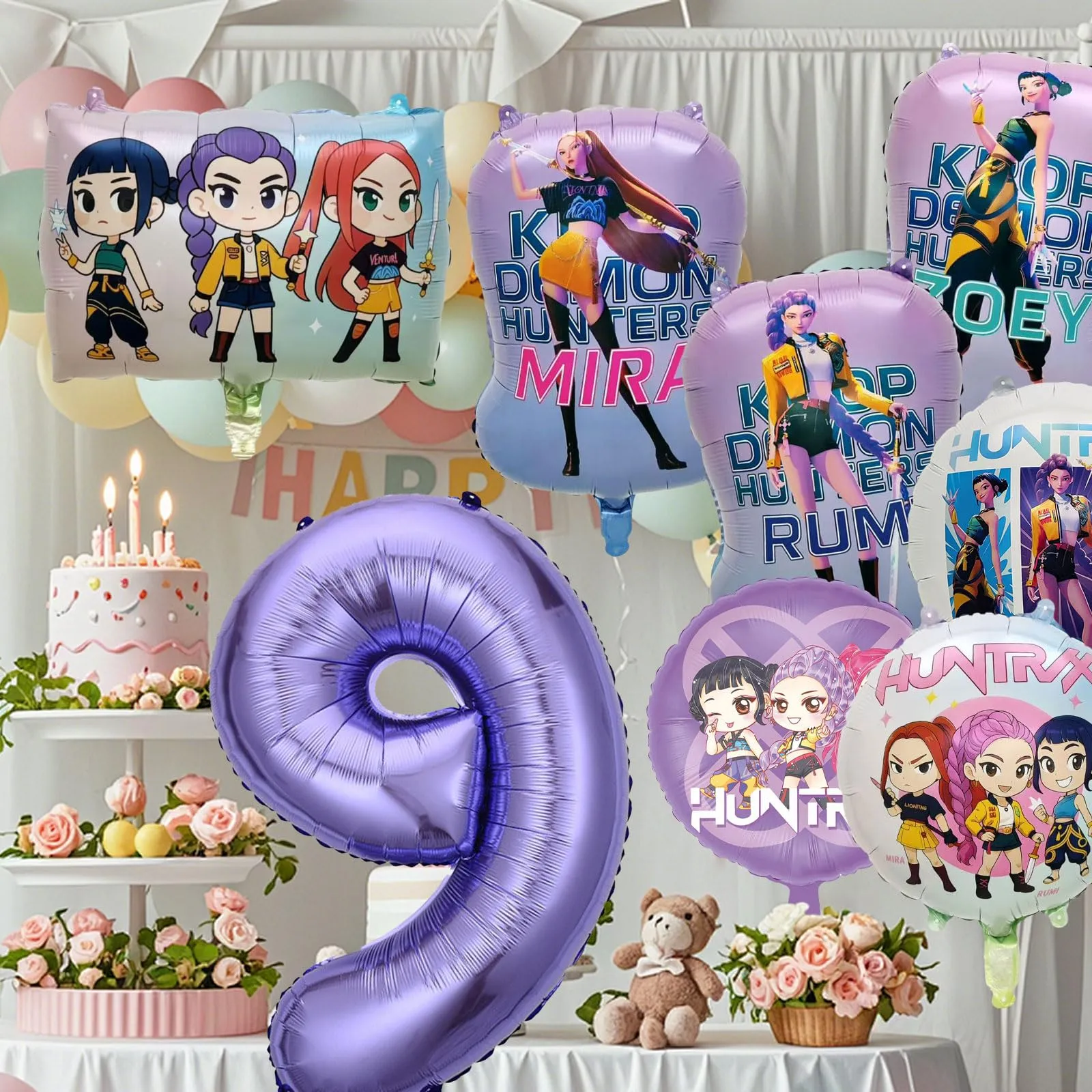 8pcs Kop Demo Huntr Palloncini in Alluminio per Elio, Decorazione Festiva per Compleanni e Feste per Bambini - immagine 3