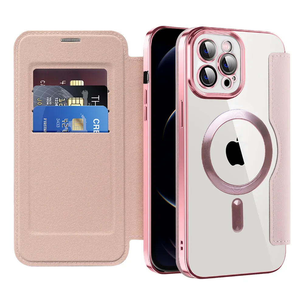 Custodia MagSafe per Apple iPhone 12 Pro, Techsuit, SmartMag Book, Rosa - immagine 1