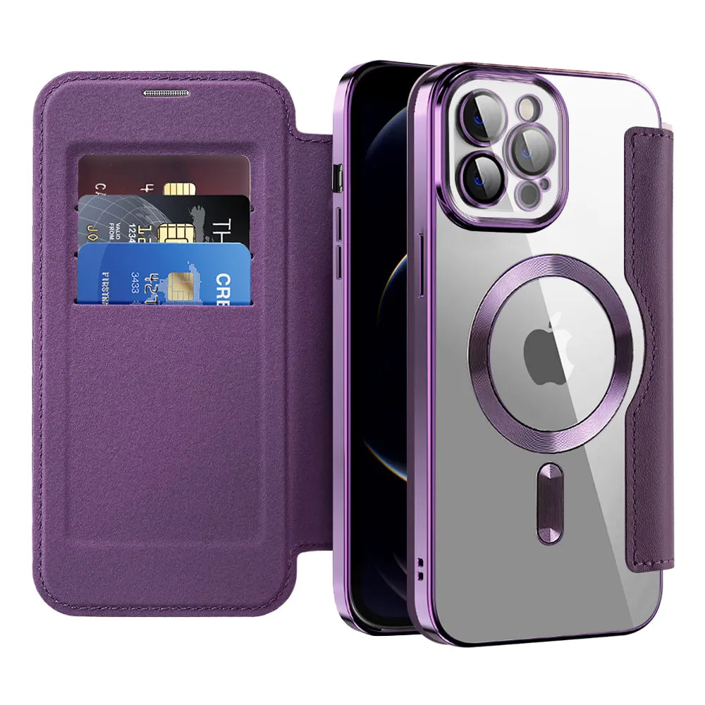 Custodia MagSafe per Apple iPhone 12 Pro Max, Techsuit, SmartMag Book, Viola - immagine 1