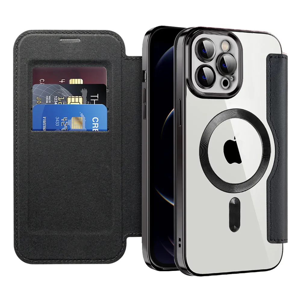 Custodia MagSafe per Apple iPhone 12 Pro Max, Techsuit, SmartMag Book, Nera - immagine 1