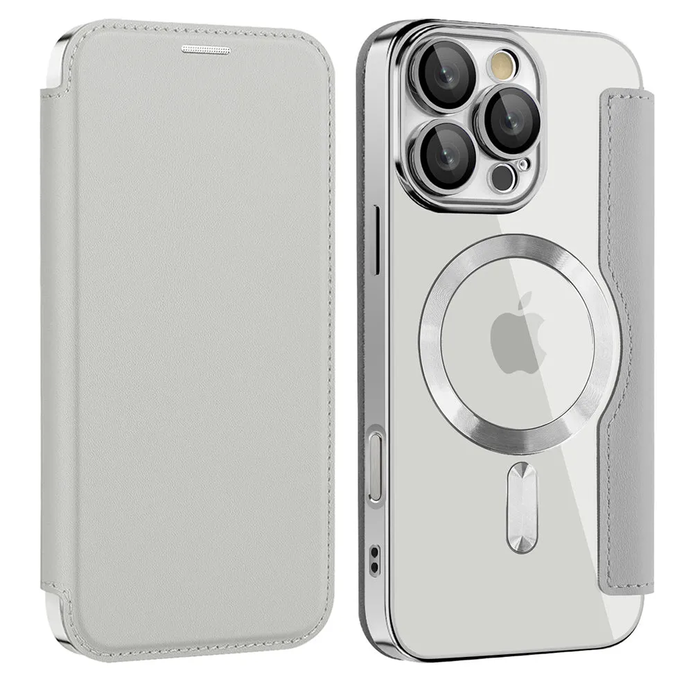 Custodia MagSafe per Apple iPhone 12, Techsuit, SmartMag Book, Grigio - immagine 1