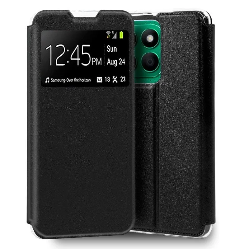 Custodia Flip Cover a libro in tinta unita nera per Huawei Honor X8B - immagine 1