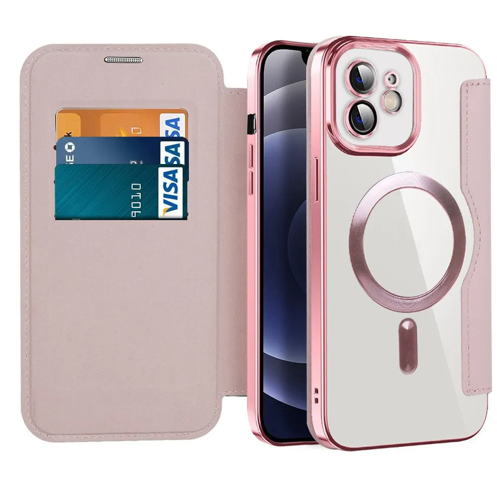 Custodia MagSafe per Apple iPhone 12, Techsuit, SmartMag Book, Rosa - immagine 1
