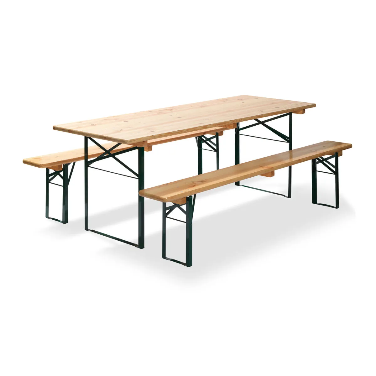 Feros Set da birreria pieghevole - Qualità da birreria; 220x78x80 cm (LxHxP); verde/marrone; struttura verde - immagine 1