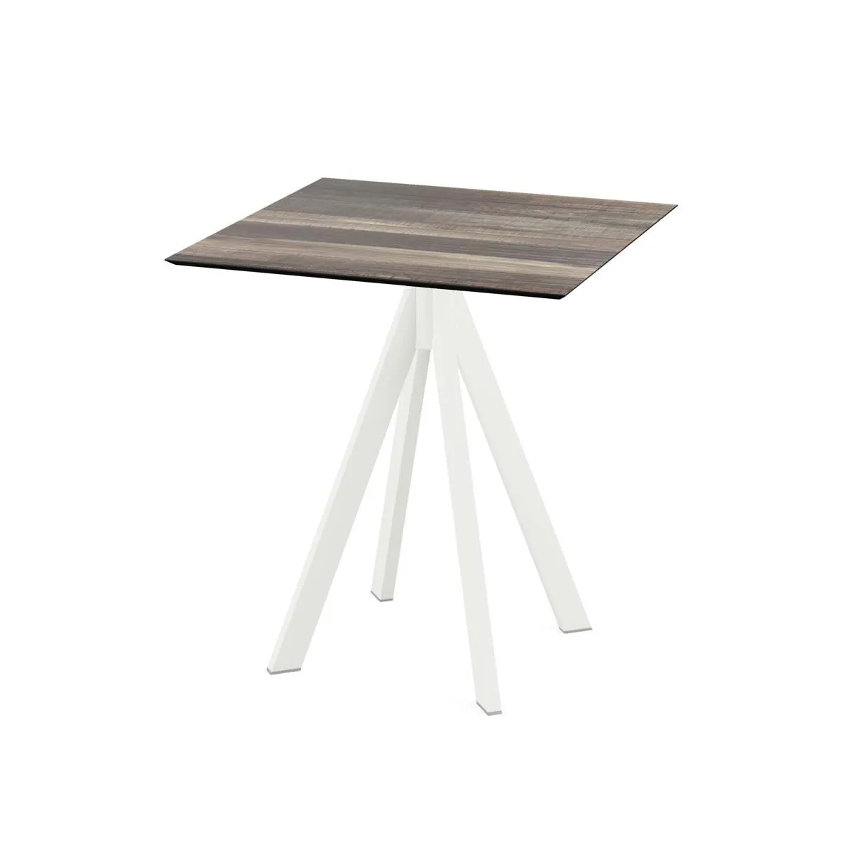 Feros Tavolo da esterno Infinity bianco con telaio + HPL quadrato; 70x70x73.2 cm (LxLxH); marrone chiaro; quadrata - immagine 1