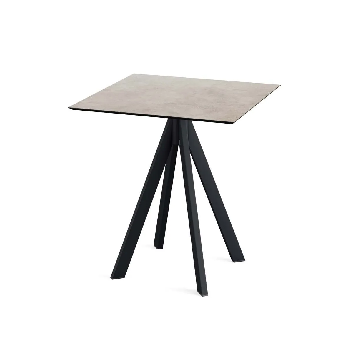 Feros Tavolo da esterno Infinity nero con telaio + HPL quadrato; 70x70x73.2 cm (LxLxH); sabbia; quadrata - immagine 1