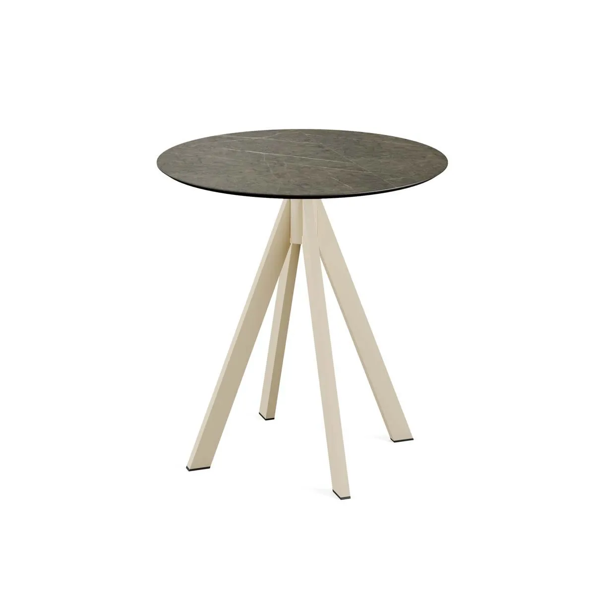 Feros Tavolo da esterno Infinity con telaio sabbia + piano rotondo in HPL; 73.2x70 cm (HxØ); marrone; rotonda - immagine 1