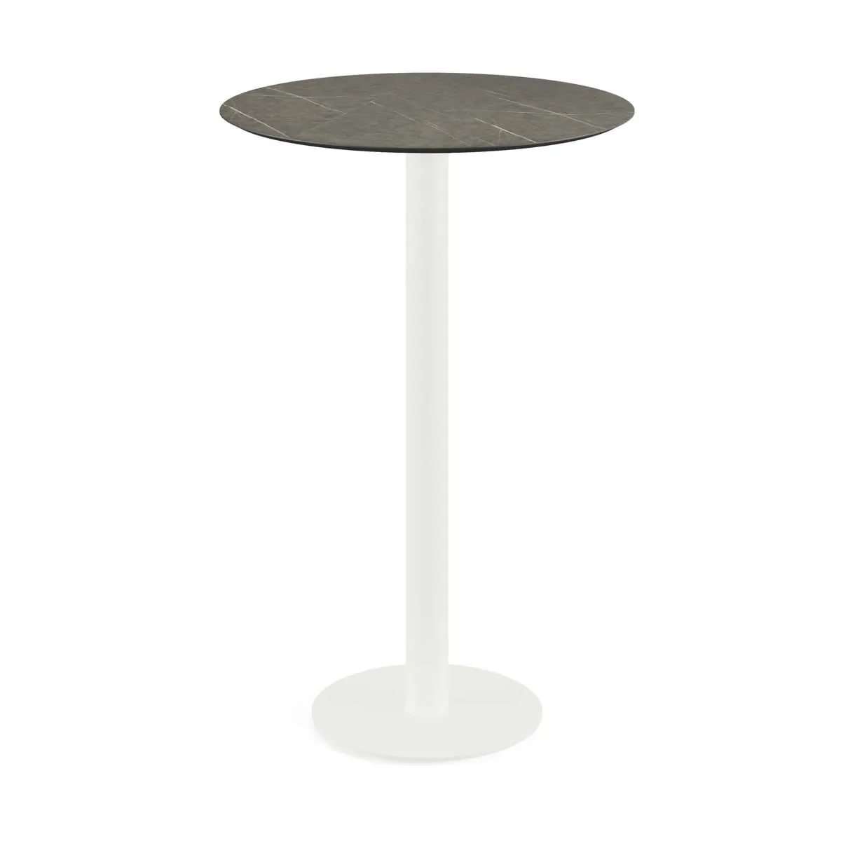 Feros Tavolo alto Urban con struttura bianca + piano rotondo in HPL; 109.2x70 cm (HxØ); marrone; rotonda - immagine 1