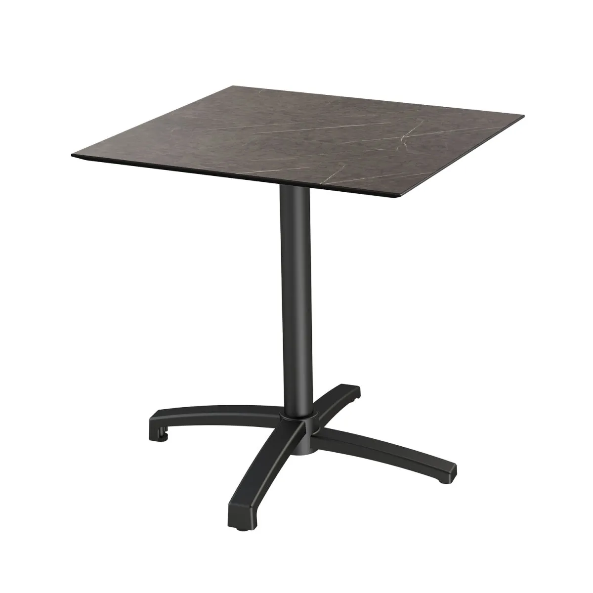 Feros Tavolo da esterno X Cross nero con telaio + HPL quadrato; 74 cm (H); marrone; quadrata - immagine 1
