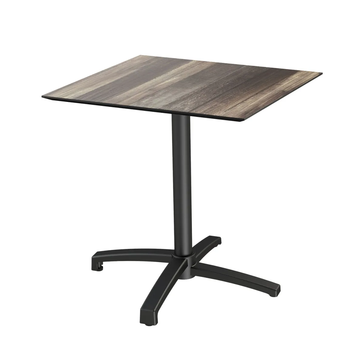 Feros Tavolo da esterno X Cross nero con telaio + HPL quadrato; 74 cm (H); marrone chiaro; quadrata - immagine 1