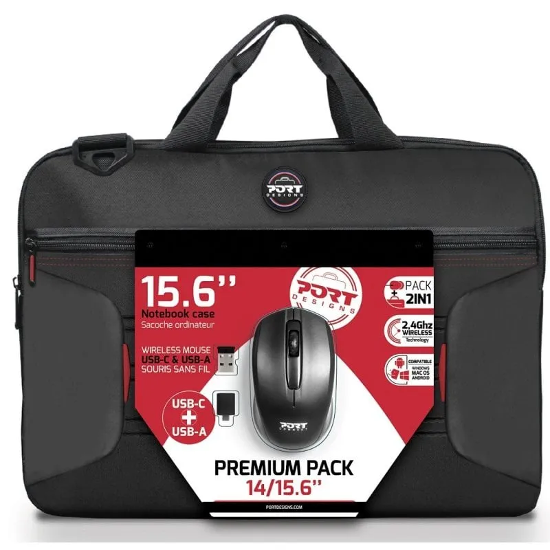 Port Designs Borsa per laptop da 15,6" con mouse wireless Nera - immagine 1