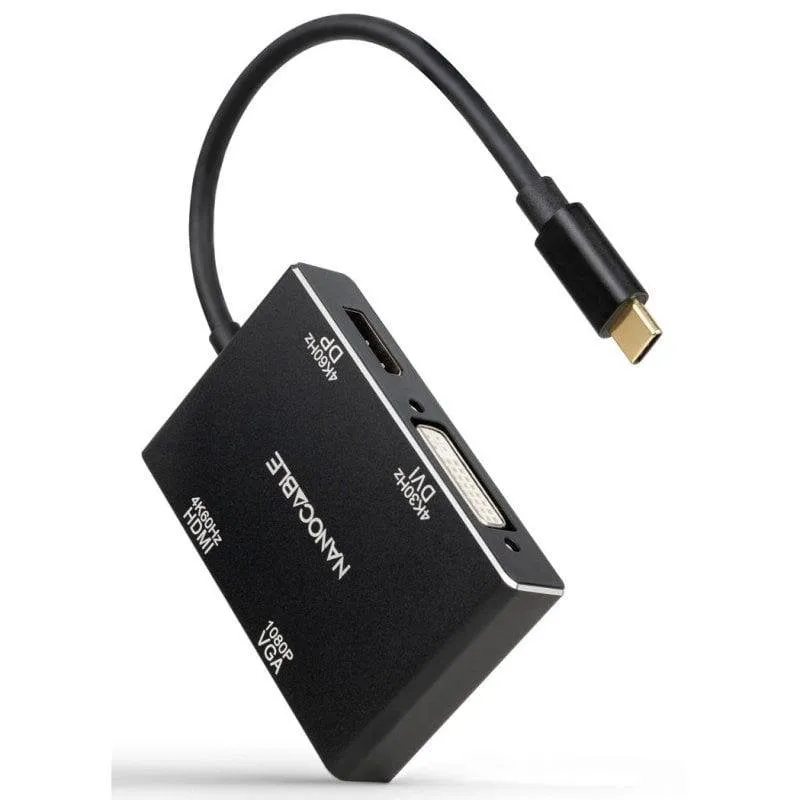 Adattatore Video USB-C Nanocable per HDMI/DVI/DisplayPort/VGA - immagine 1