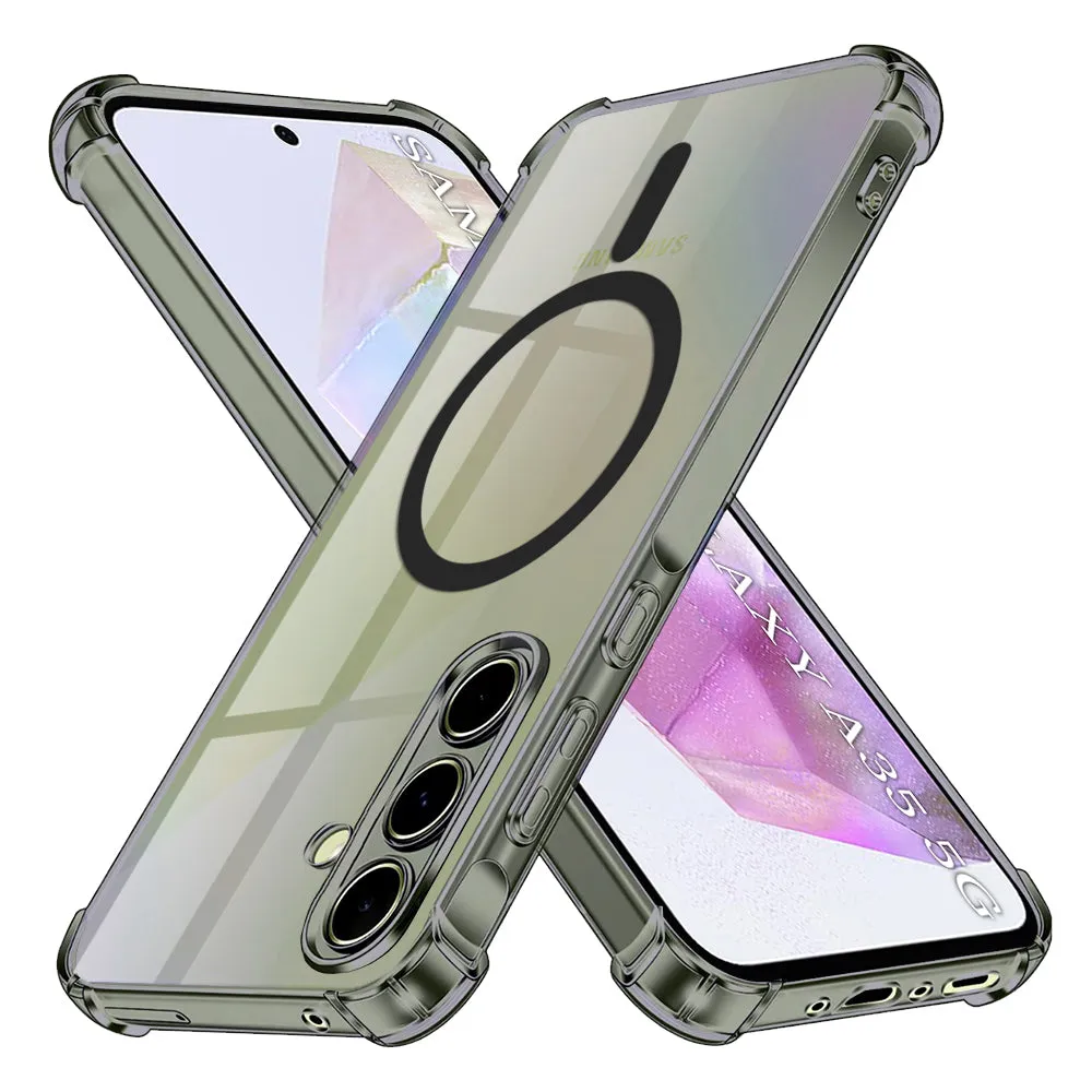 Custodia MagSafe per Samsung Galaxy A35 5G A356, Techsuit, Shockproof Clear, Fumè - immagine 1