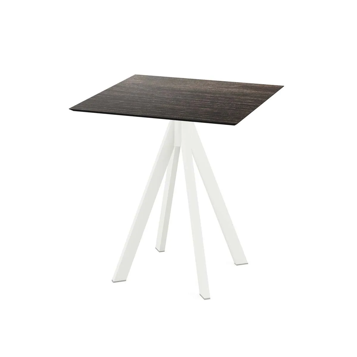 Feros Tavolo da esterno Infinity bianco con telaio + HPL quadrato; 70x70x73.2 cm (LxLxH); marrone scuro; quadrata - immagine 1