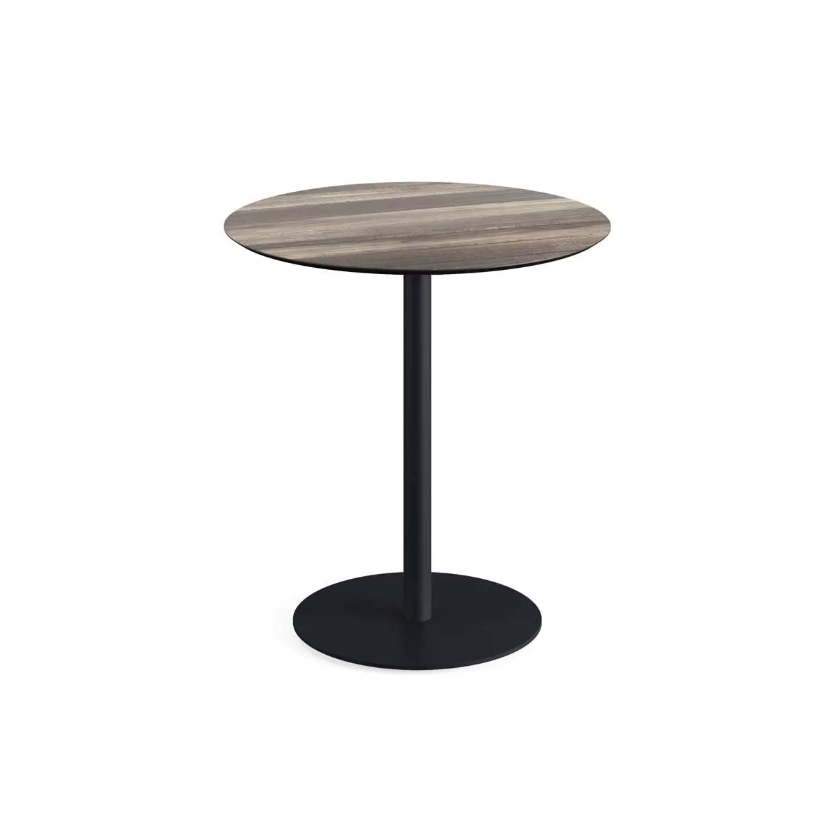 Feros Tavolo da giardino Urban nero telaio + HPL rotondo; 73.2x70 cm (HxØ); marrone chiaro; rotonda - immagine 1