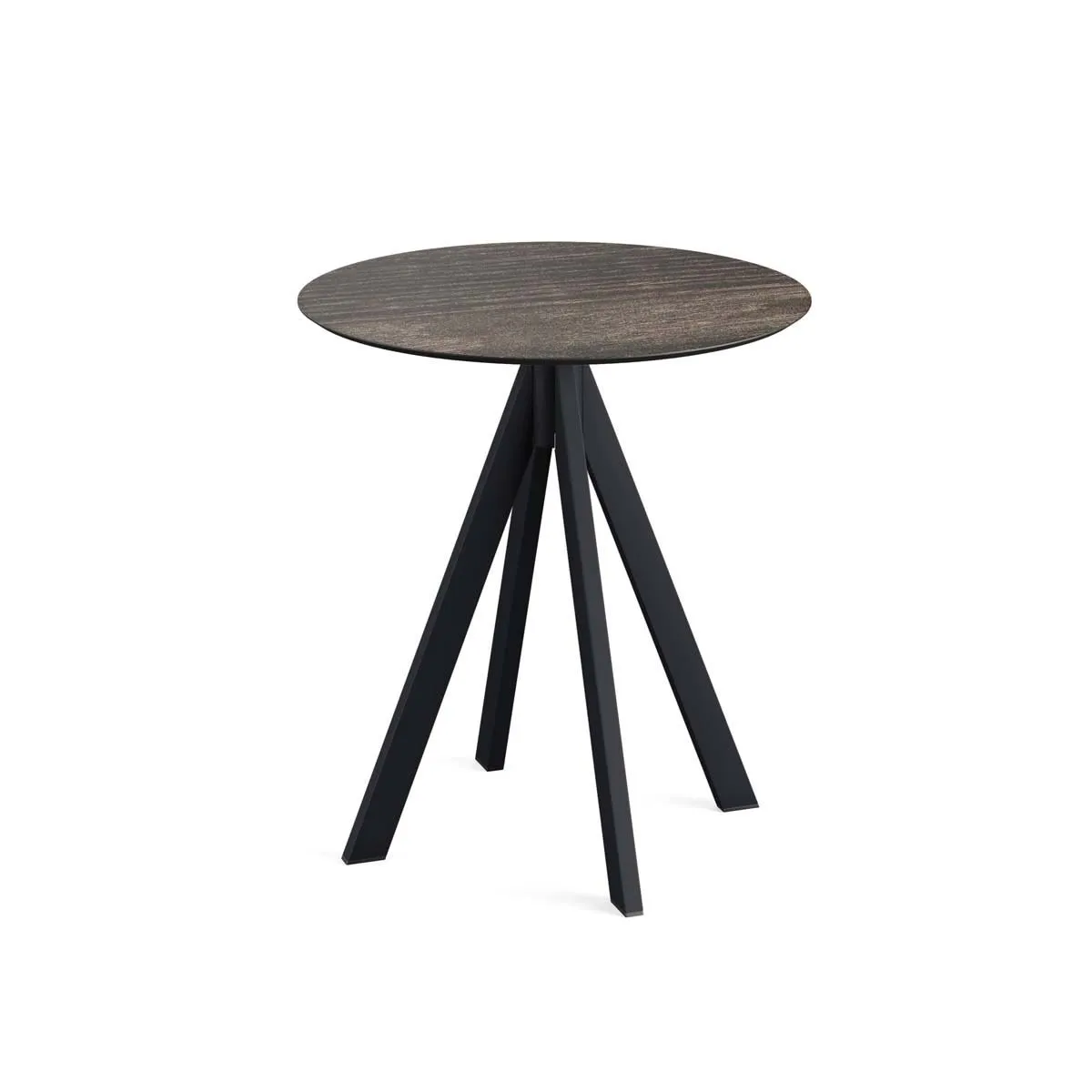Feros Tavolo da esterno Infinity con struttura nera + HPL rotondo; 73.2x70 cm (HxØ); marrone scuro; rotonda - immagine 1
