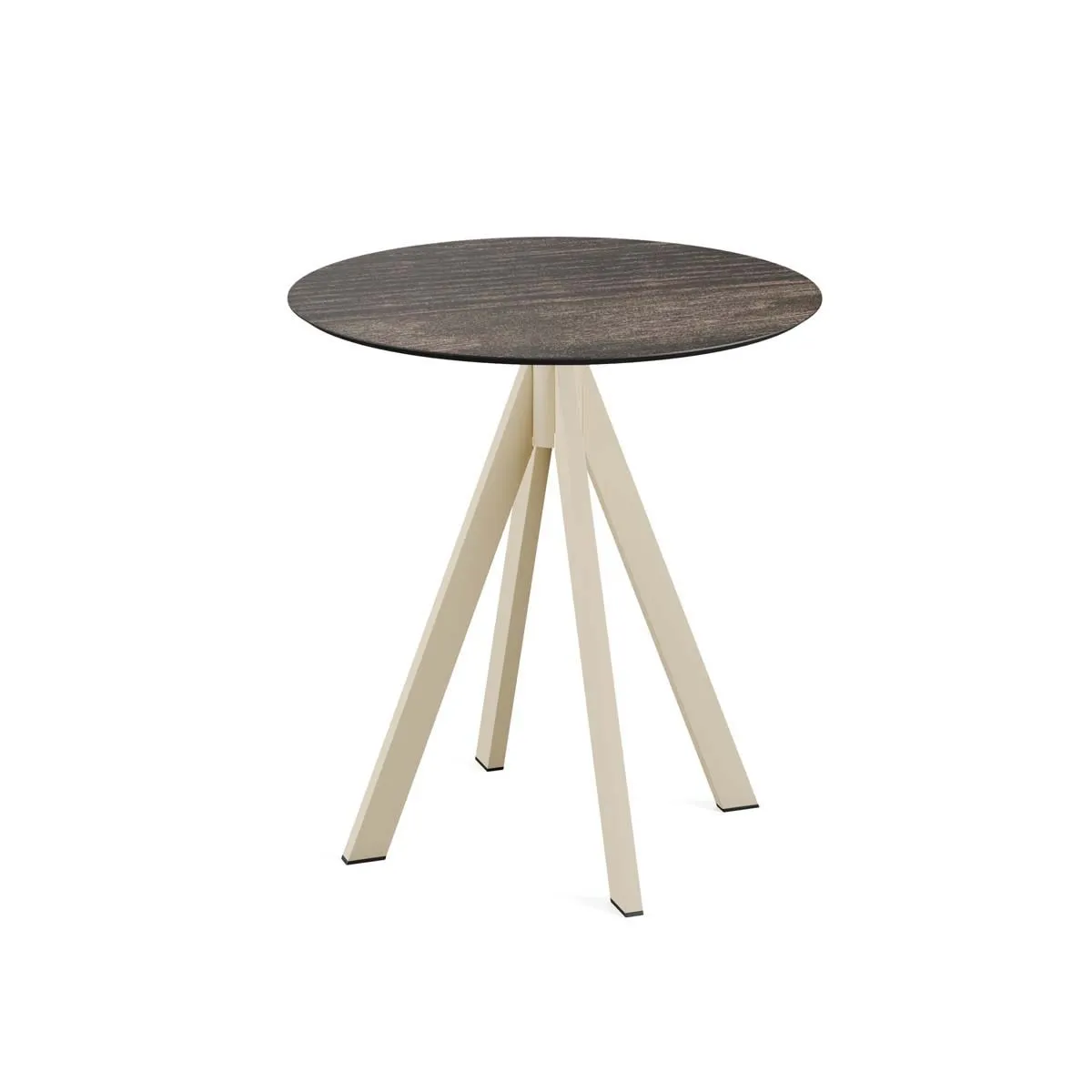 Feros Tavolo da esterno Infinity con telaio sabbia + piano rotondo in HPL; 73.2x70 cm (HxØ); marrone scuro; rotonda - immagine 1