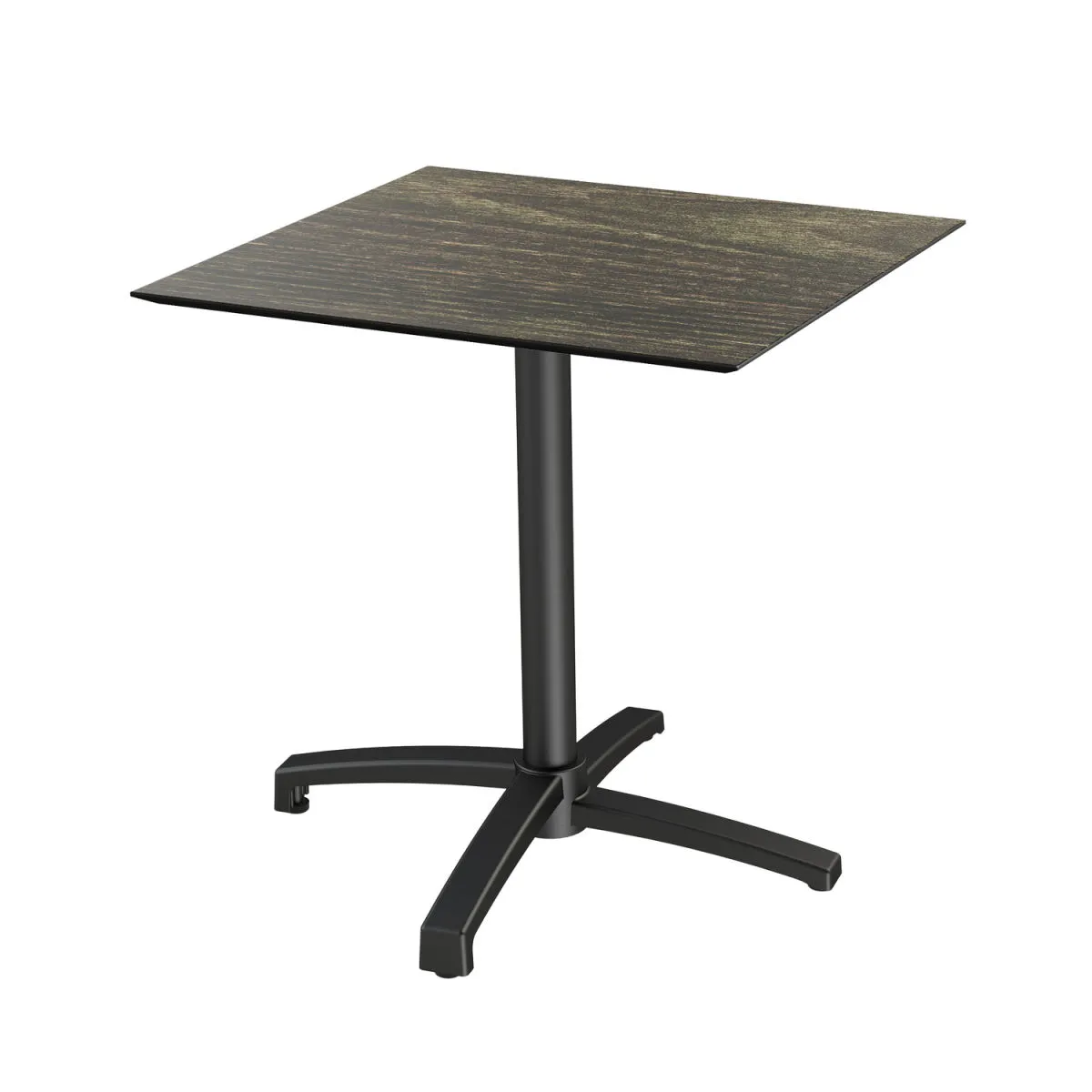 Feros Tavolo da esterno X Cross nero con telaio + HPL quadrato; 74 cm (H); marrone scuro; quadrata - immagine 1