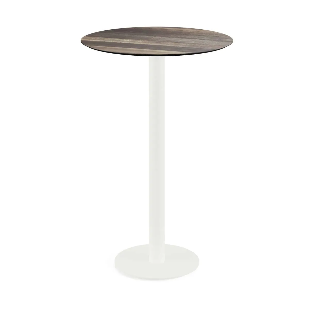Feros Tavolo alto Urban con struttura bianca + piano rotondo in HPL; 109.2x70 cm (HxØ); marrone chiaro; rotonda - immagine 1
