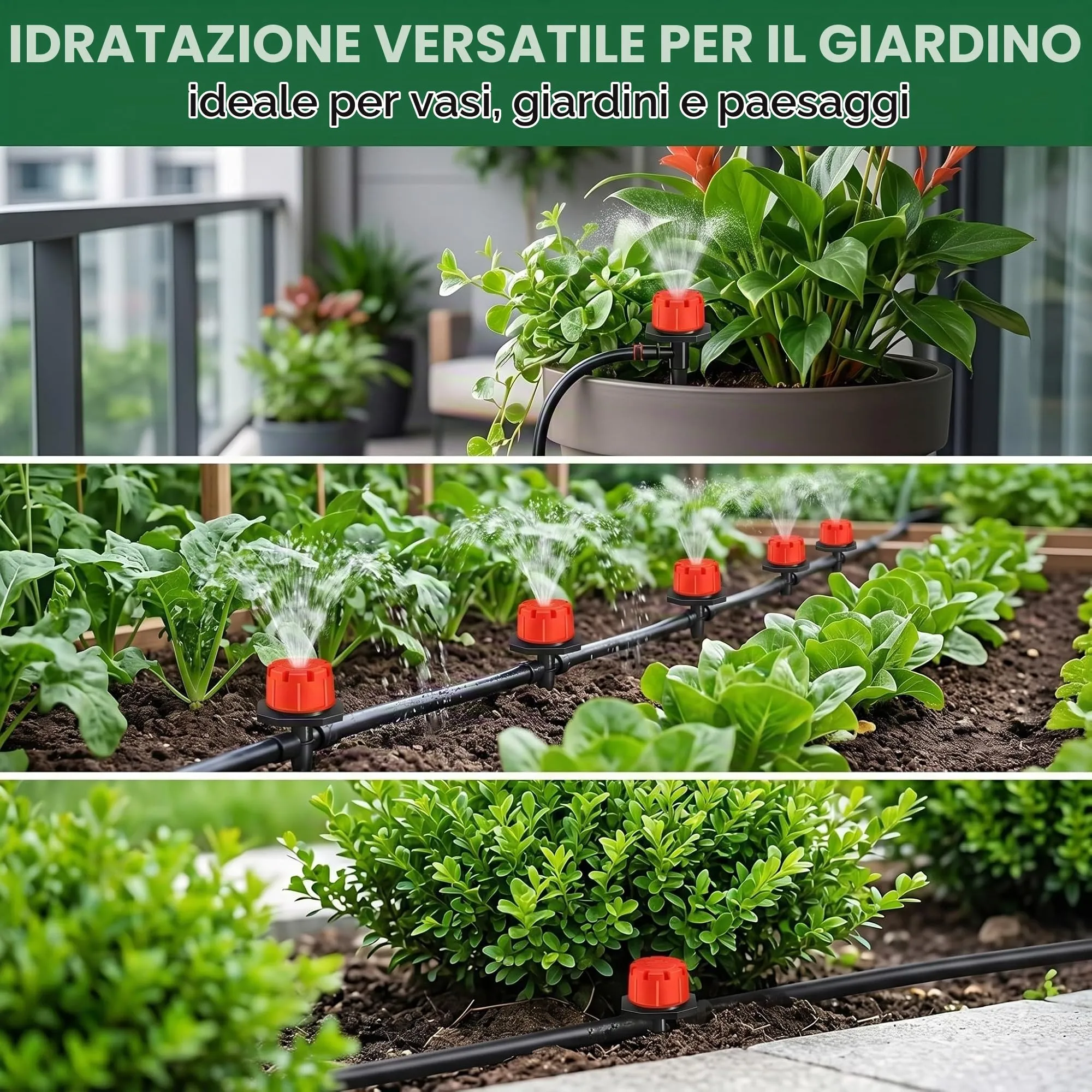 OISJHW 50 Pezzi Goccia a Irrigazione Regolabile, 360 Gradi Gocciolatore di Emettitore Micro Gocciolatori Sprinkler Sistema di Irrigazione Micro Gocciolatore Otto Fori - immagine 3
