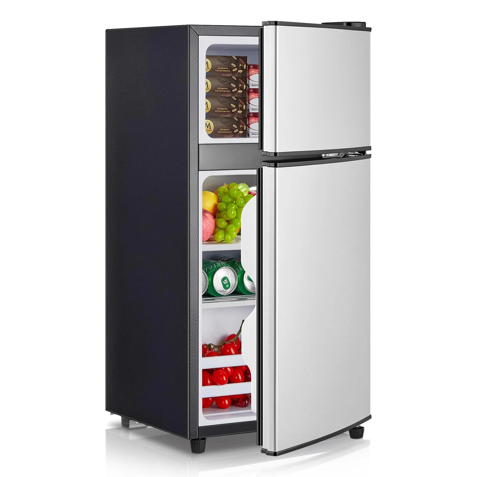 FOHERE Mini Frigorifero con Congelatore 76L, Frigo Piccolo Doppia Porta Silenzioso (50L+26L) per Camera da Letto e Monolocale, Mini Bar per Bevande e Gelati a Risparmio Energetico, 43dB - immagine 1