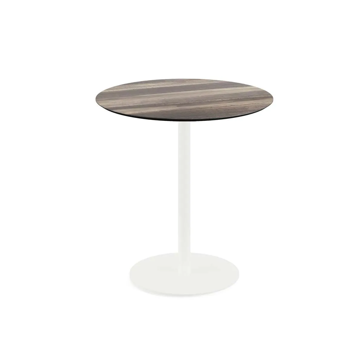 Feros Tavolo da esterno Urban con struttura bianca + piano rotondo in HPL; 73.2x70 cm (HxØ); marrone chiaro; rotonda - immagine 1