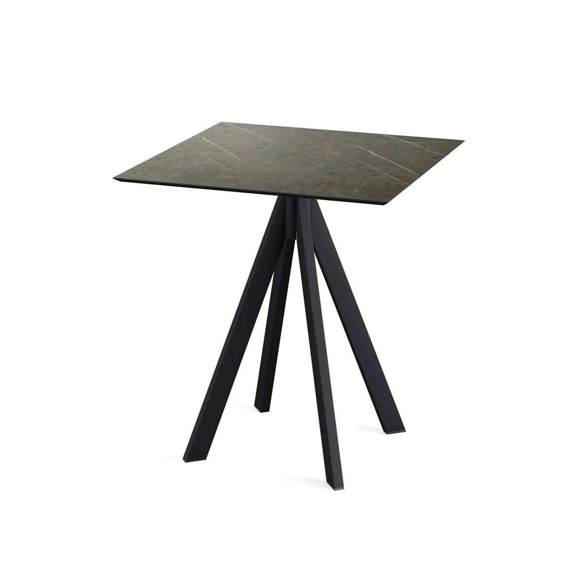 Feros Tavolo da esterno Infinity nero con telaio + HPL quadrato; 70x70x73.2 cm (LxLxH); marrone; quadrata - immagine 1