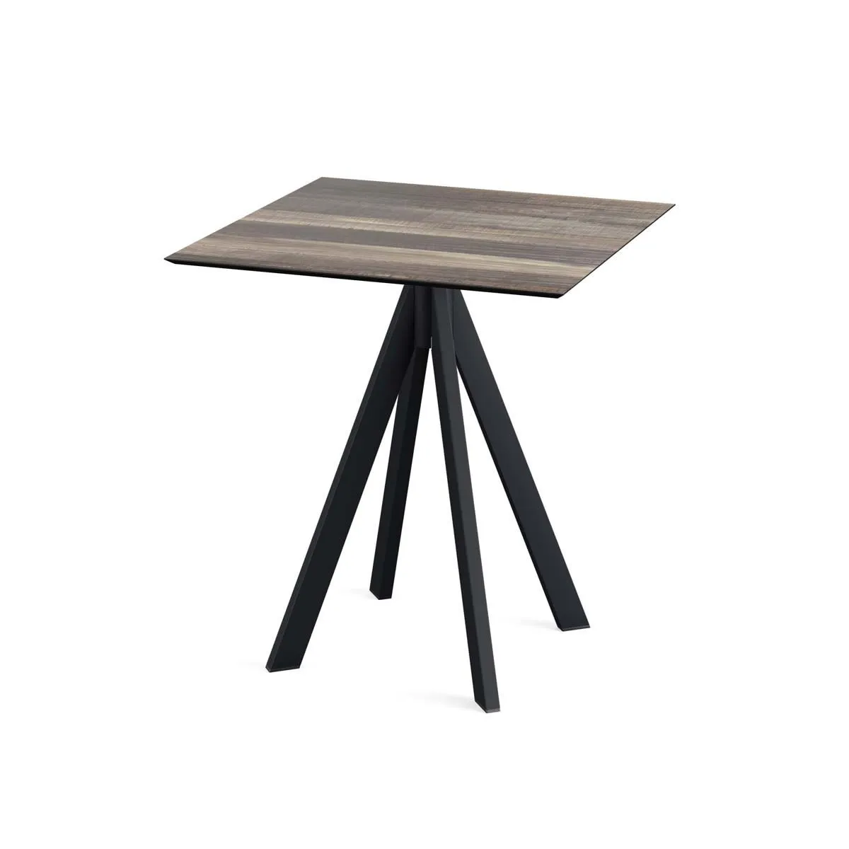 Feros Tavolo da esterno Infinity nero con telaio + HPL quadrato; 70x70x73.2 cm (LxLxH); marrone chiaro; quadrata - immagine 1