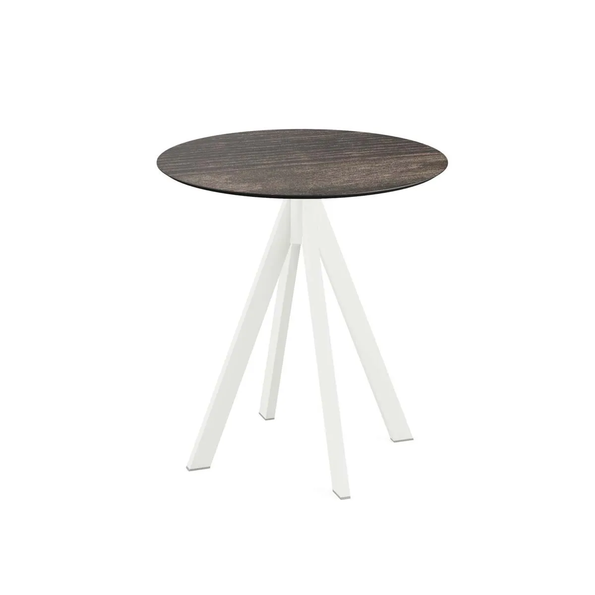 Feros Tavolo da esterno Infinity bianco con telaio + HPL rotondo; 73.2x70 cm (HxØ); marrone scuro; rotonda - immagine 1