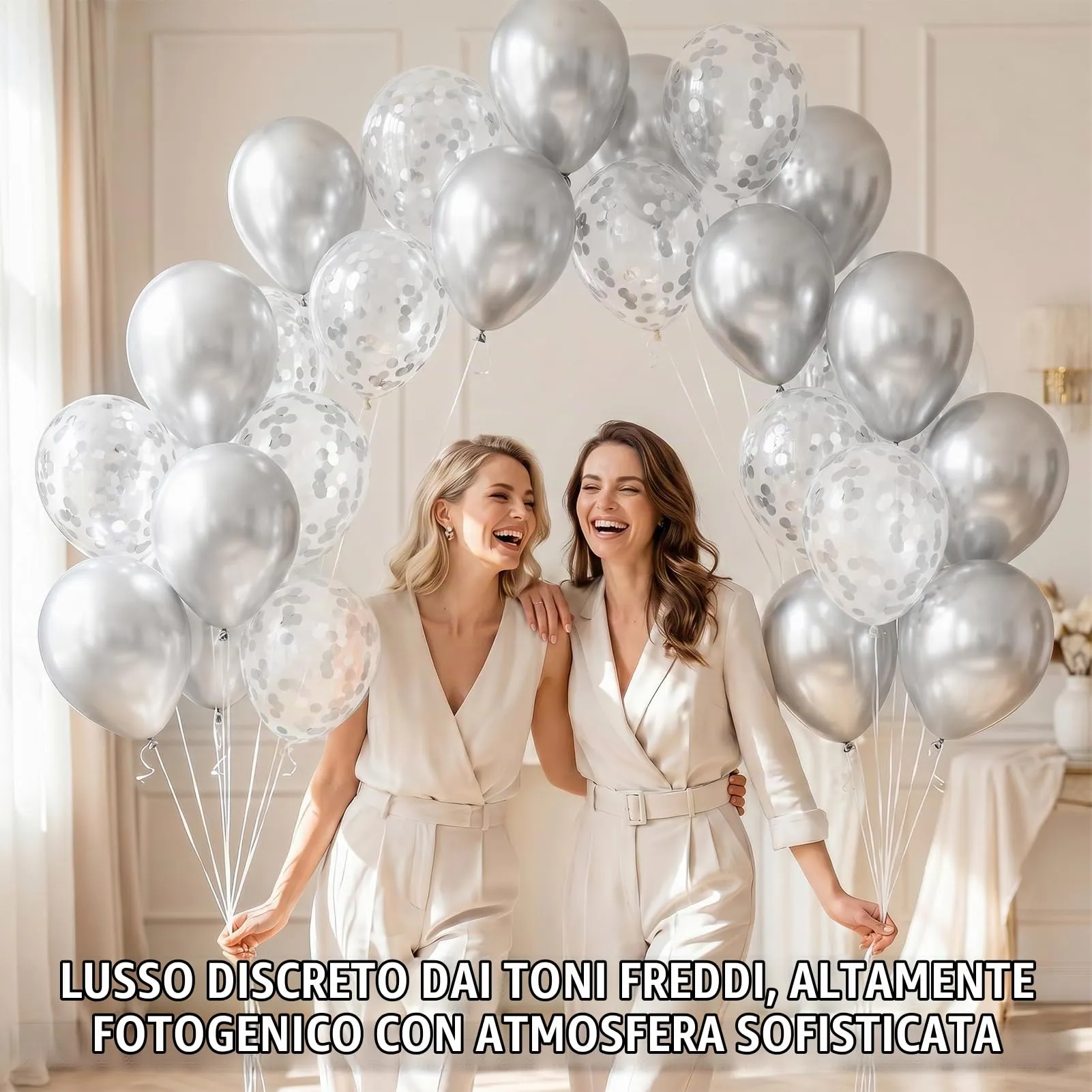 60PCS Palloncini Argento Metallizzati,12”Palloncinis in lattice argentos - immagine 6